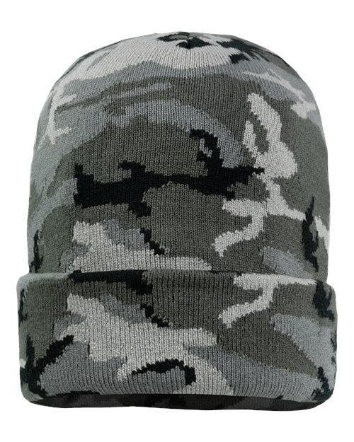 Sportsman SP12 12" Solid Cuffed Beanie - Grey Camo - back