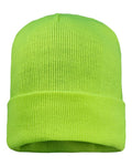 Sportsman SP12FL 12" Fleece Lined Cuffed Beanie - Safety Yellow - back