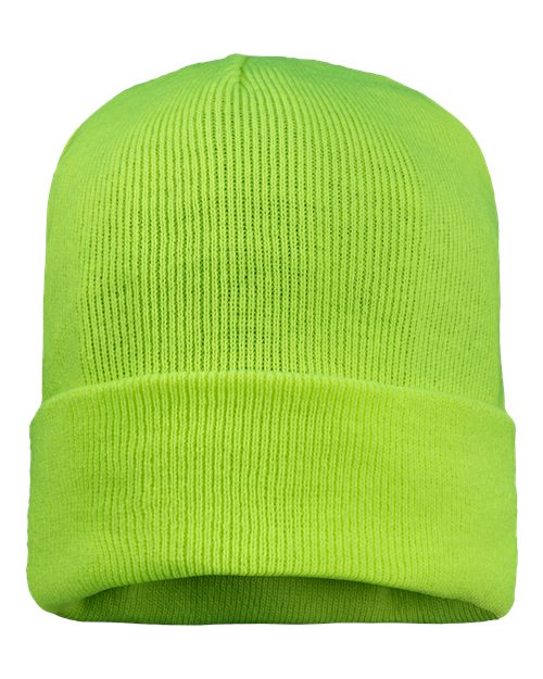 Sportsman SP12FL 12" Fleece Lined Cuffed Beanie - Safety Yellow - front