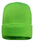Sportsman SP12FL 12" Fleece Lined Cuffed Beanie - Neon Green - front