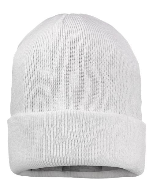 Sportsman SP12JL 12" Jersey Lined Cuffed Beanie - White - front