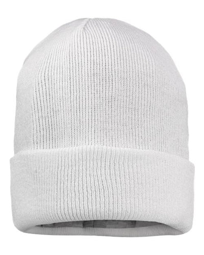 Sportsman SP12JL 12" Jersey Lined Cuffed Beanie - White - front
