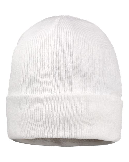 Sportsman SP12SL 12" Sherpa Lined Cuffed Beanie - White - back
