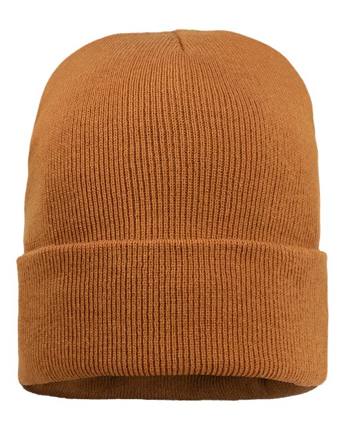 Sportsman SP12SL 12" Sherpa Lined Cuffed Beanie - Coyote Brown - front
