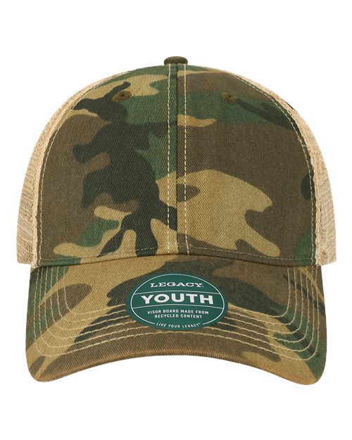 LEGACY OFAY Youth Old Favorite Trucker Cap - Army Camo/ Khaki - front