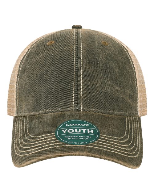LEGACY OFAY Youth Old Favorite Trucker Cap - Black/ Khaki - front