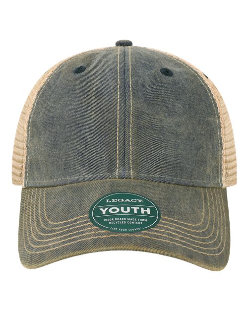 LEGACY OFAY Youth Old Favorite Trucker Cap - Navy/ Khaki - front