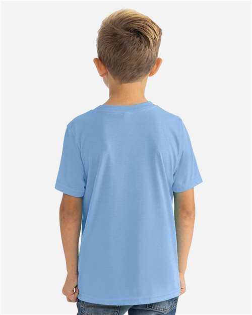 Next Level 3312 Youth CVC T-Shirt - Heather Columbia Blue - model back
