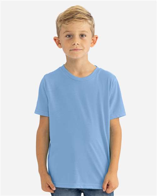 Next Level 3312 Youth CVC T-Shirt - Heather Columbia Blue - model front