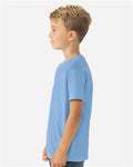 Next Level 3312 Youth CVC T-Shirt - Heather Columbia Blue - model side