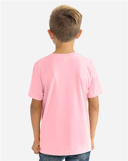 Next Level 3312 Youth CVC T-Shirt - Heather Light Pink - model back