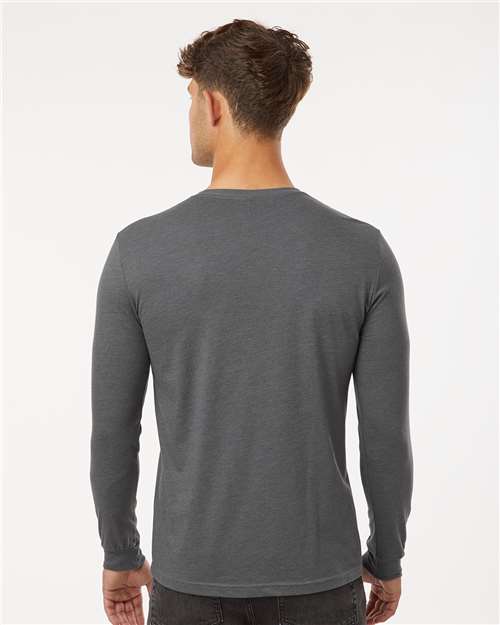 Next Level 6211 Unisex CVC Long Sleeve T-Shirt - Heather Heavy Metal - model back