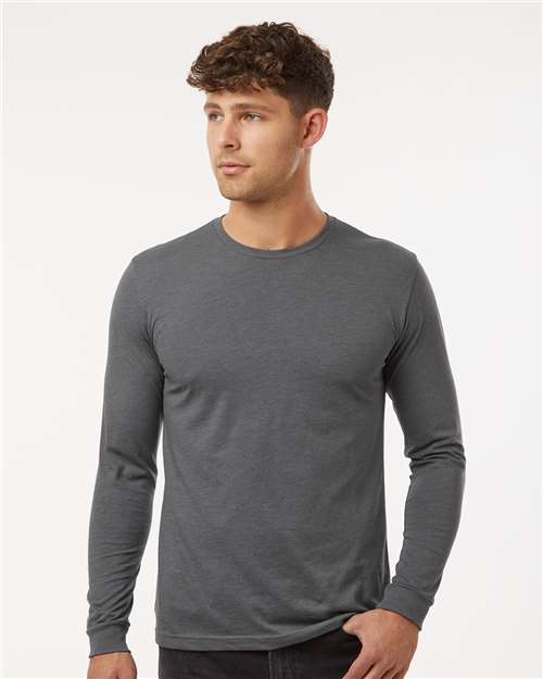Next Level 6211 Unisex CVC Long Sleeve T-Shirt - Heather Heavy Metal - model front