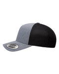Yupoong 6506 Five-Panel Retro Trucker Cap - Heather/ Black - side