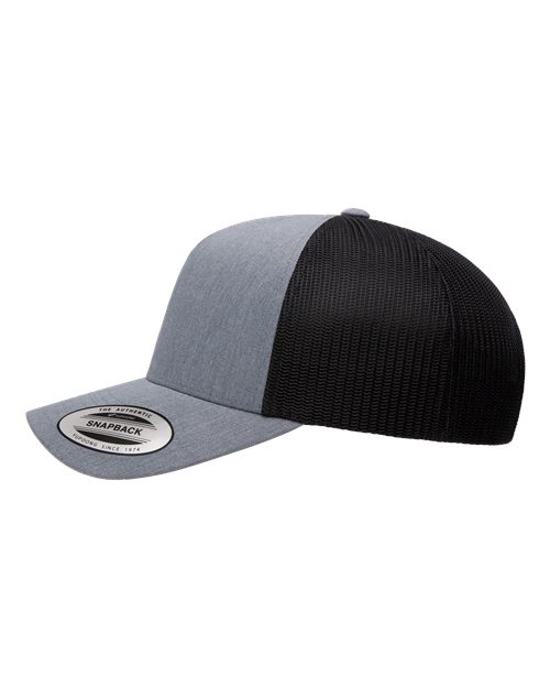 Yupoong 6506 Five-Panel Retro Trucker Cap - Heather/ Black - side