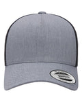 Yupoong 6506 Five-Panel Retro Trucker Cap - Heather/ Black - front
