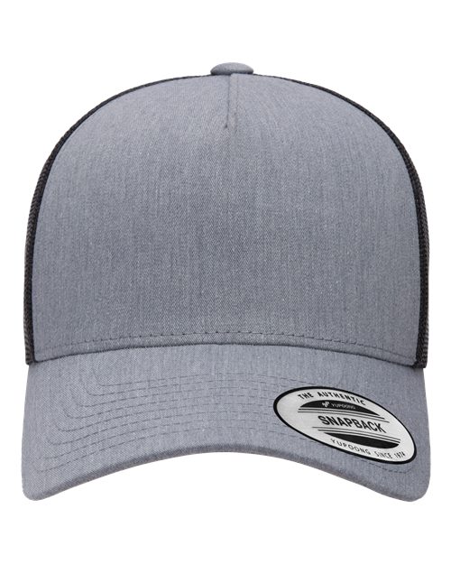 Yupoong 6506 Five-Panel Retro Trucker Cap - Heather/ Black - front