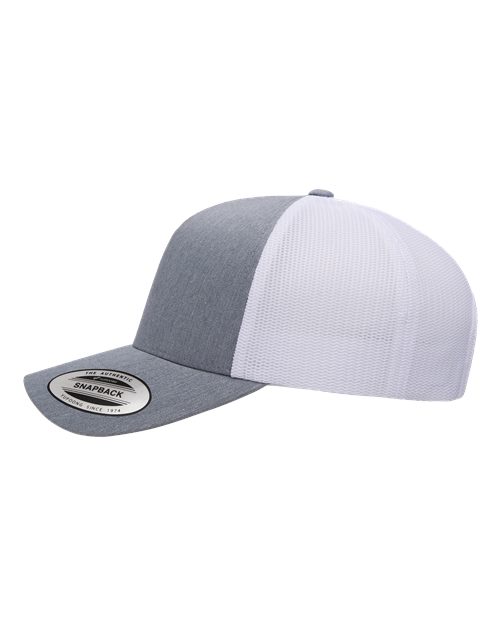 Yupoong 6506 Five-Panel Retro Trucker Cap - Heather/ White - side