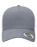 Yupoong 6506 Five-Panel Retro Trucker Cap - Heather/ White - front