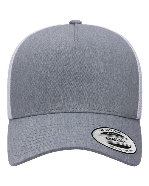Yupoong 6506 Five-Panel Retro Trucker Cap - Heather/ White - front