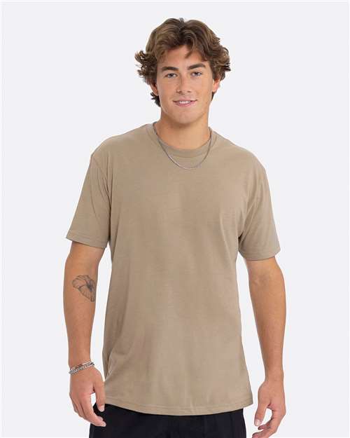 Next Level 3600 Unisex Cotton T-Shirt - Tan - model front
