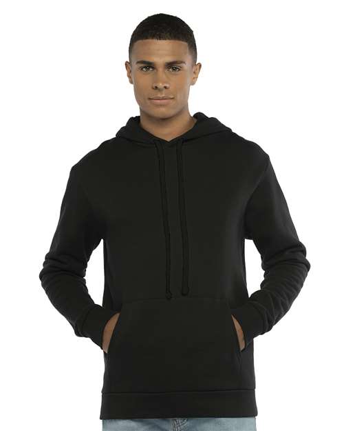 Next Level 9303 Unisex Santa Barbara Hoodie Sweatshirt - Black/ Black - model front