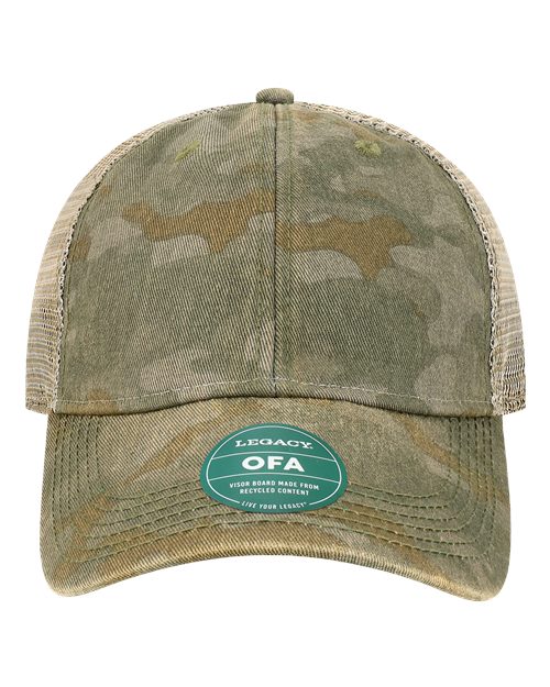 LEGACY OFA Old Favorite Trucker Cap - Green Field Camo/ Java - front