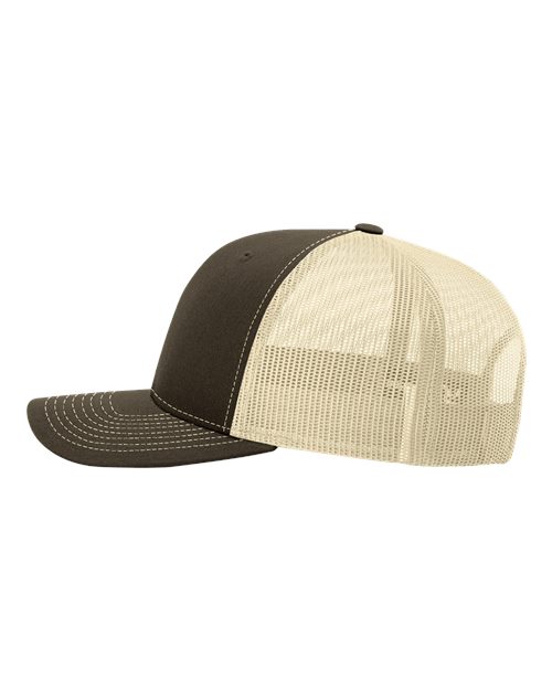 Richardson 112 Snapback Trucker Cap - Chocolate Chip/ Birch - side