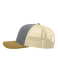 Richardson 112 Snapback Trucker Cap - Heather Grey/ Birch/ Amber Gold - side