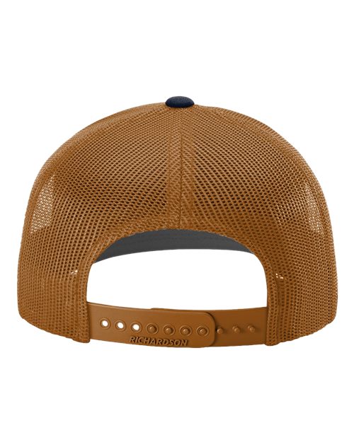 Richardson 112 Snapback Trucker Cap - Navy/ Carmel - back