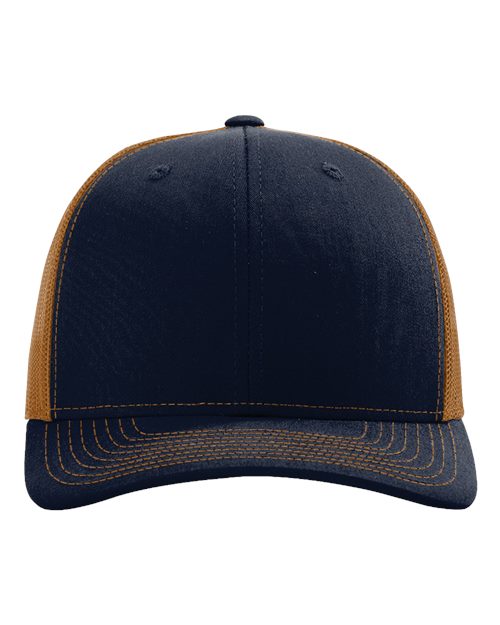 Richardson 112 Snapback Trucker Cap - Navy/ Carmel - front