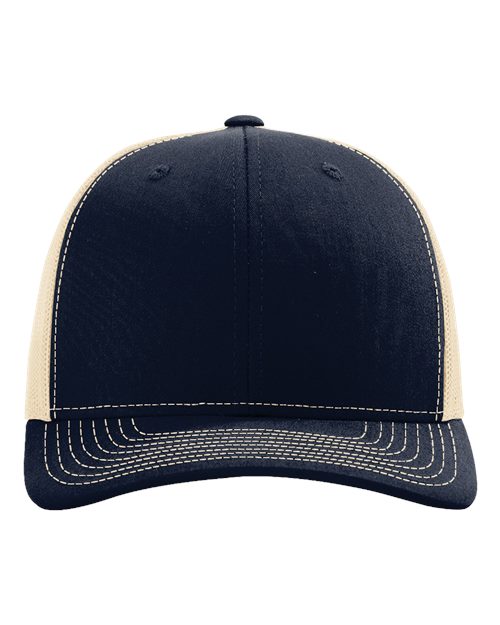 Richardson 112 Snapback Trucker Cap - Navy/ Khaki - front