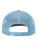 Richardson 112 Snapback Trucker Cap - White/ Columbia Blue/ Yellow - back