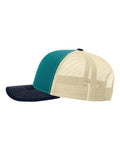 Richardson 112 Snapback Trucker Cap - Blue Teal/ Birch/ Navy - side