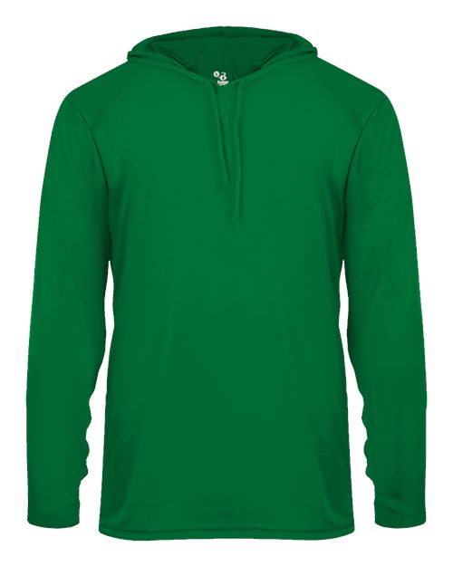 Badger 4105 Unisex B-Core Hooded Long Sleeve T-Shirt - Kelly - front