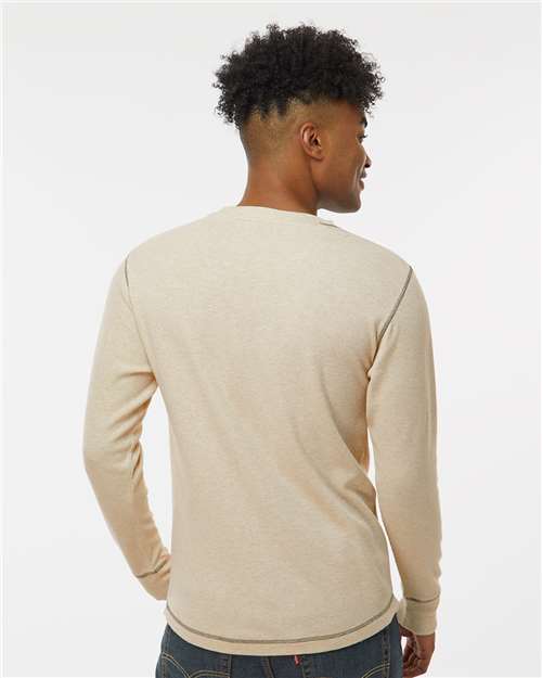 J. America 8238 Men's Vintage Thermal Long Sleeve T-Shirt - Oatmeal Heather - model back
