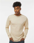 J. America 8238 Men's Vintage Thermal Long Sleeve T-Shirt - Oatmeal Heather - model front