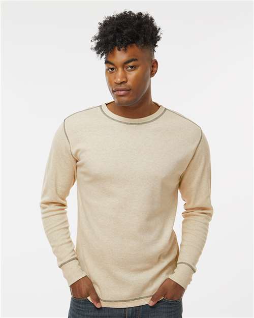 J. America 8238 Men's Vintage Thermal Long Sleeve T-Shirt - Oatmeal Heather - model front
