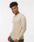 J. America 8238 Men's Vintage Thermal Long Sleeve T-Shirt - Oatmeal Heather - model side
