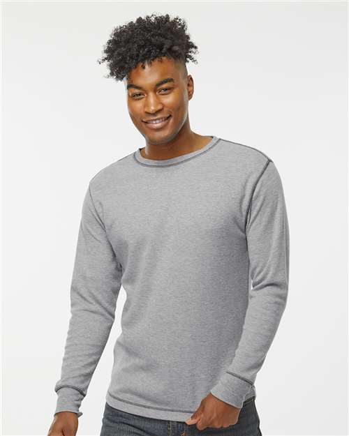 J. America 8238 Men's Vintage Thermal Long Sleeve T-Shirt - Oxford - model front