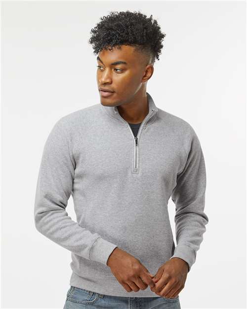 J. America 8869 Men's Triblend Quarter-Zip Sweatshirt - Grey Triblend - model front