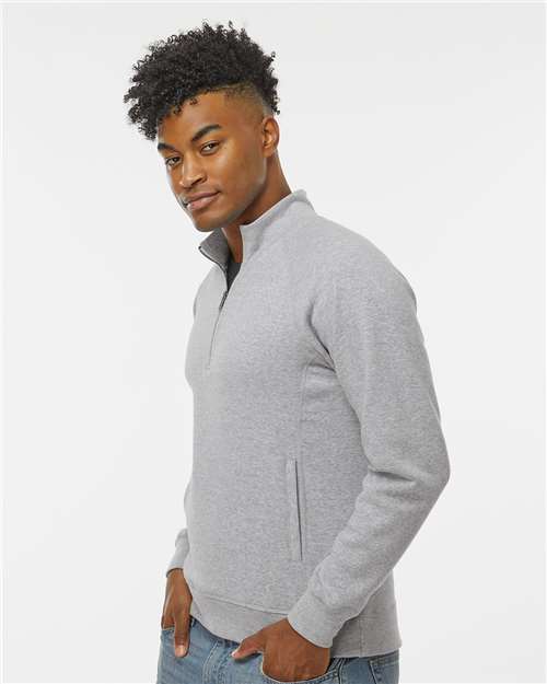 J. America 8869 Men's Triblend Quarter-Zip Sweatshirt - Grey Triblend - model side