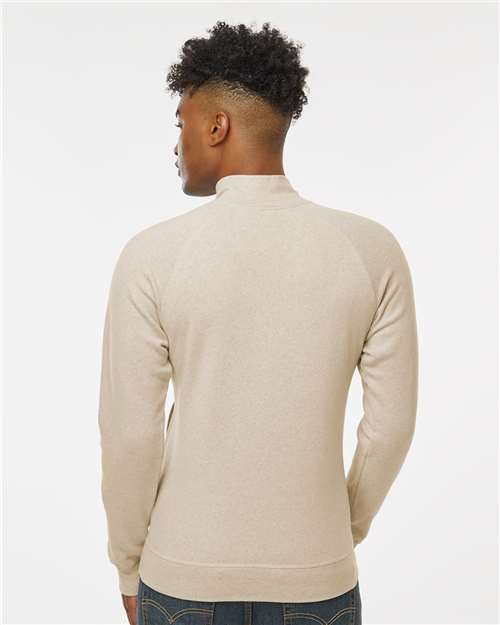 J. America 8869 Men's Triblend Quarter-Zip Sweatshirt - Oatmeal Triblend - model back