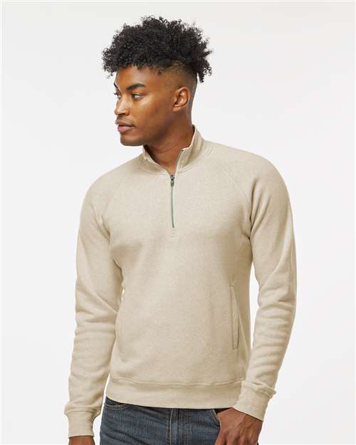 J. America 8869 Men's Triblend Quarter-Zip Sweatshirt - Oatmeal Triblend - model front
