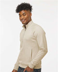 J. America 8869 Men's Triblend Quarter-Zip Sweatshirt - Oatmeal Triblend - model side