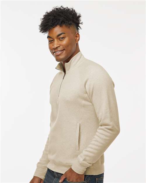 J. America 8869 Men's Triblend Quarter-Zip Sweatshirt - Oatmeal Triblend - model side