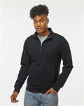J. America 8717 Unisex Heavyweight Fleece Quarter-Zip Sweatshirt - Black - model front