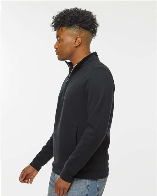 J. America 8717 Unisex Heavyweight Fleece Quarter-Zip Sweatshirt - Black - model side