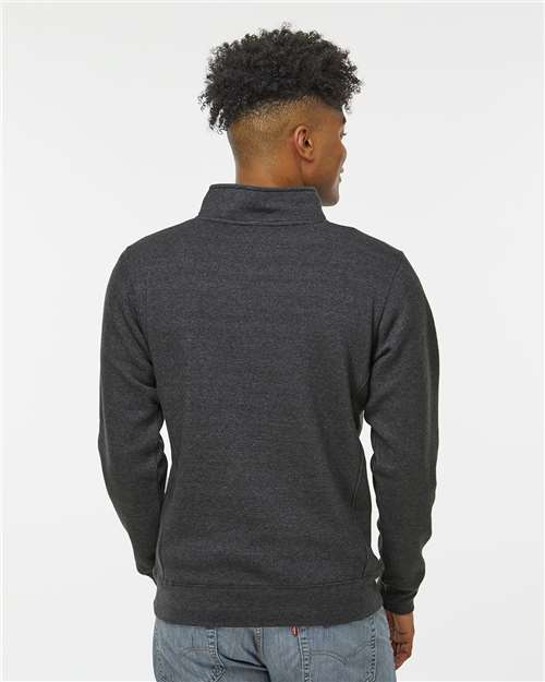 J. America 8717 Unisex Heavyweight Fleece Quarter-Zip Sweatshirt - Charcoal Heather - model back