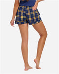 Boxercraft BW6501 Women's Flannel Shorts - Navy/ Gold - model back
